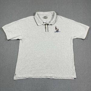 VTG Warner Bros Polo Shirt Mens XL Beige Reel Devil TAZ Fishing Looney Tunes